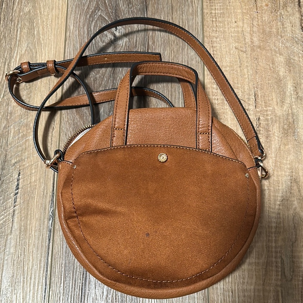 LC Lauren Conrad Brown and Gold Crossbody Bag with Circular Design